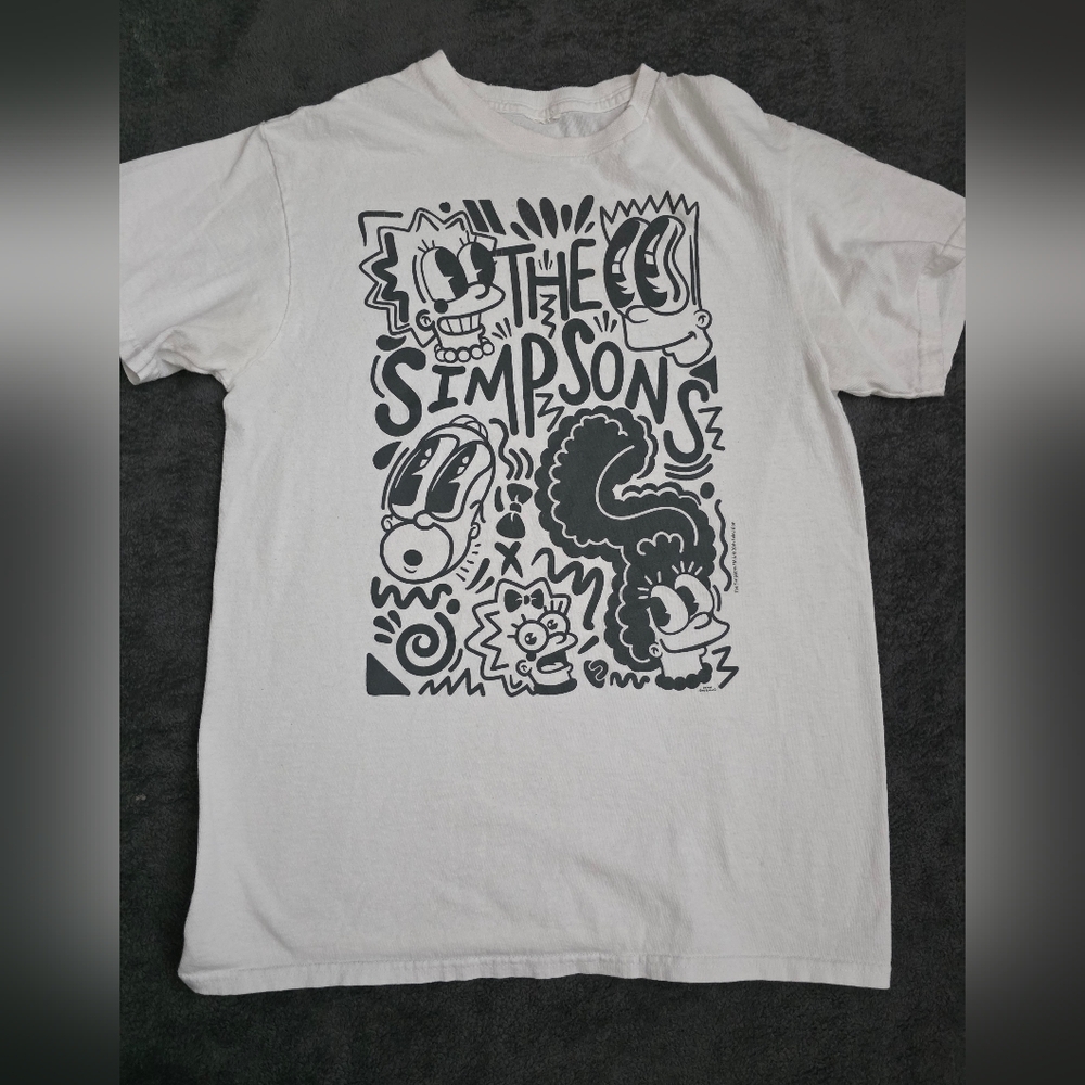 The Simpsons‎ Graphic T-Shirt - White- Vintage- Size Womens Small